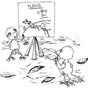 Storybook birds Cricket and Watson discuss plans for Operation Willow – colouring sheet.