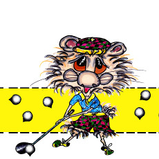 Harrison Hamster I golfs on a printable party hat for kids.