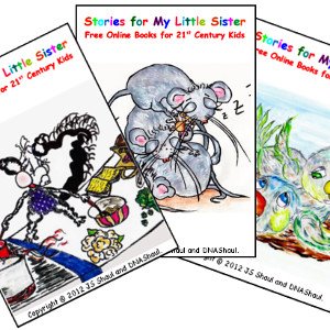 Three Stories for My Little Sister playing cards, featuring picture-book characters.